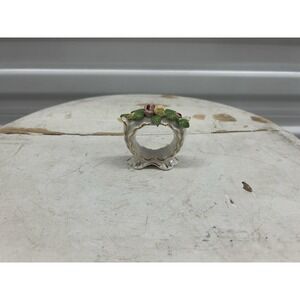 Dresden Rose Porcelain Ceramic Napkin Ring Set of 6